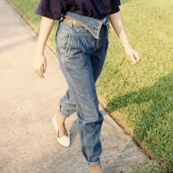 80s fold over high waisted jeans